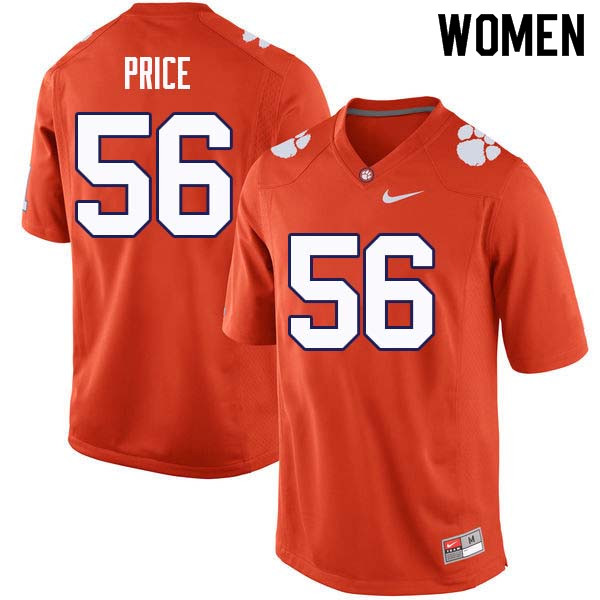 Women #56 Luke Price Clemson Tigers College Football Jerseys Sale-Orange